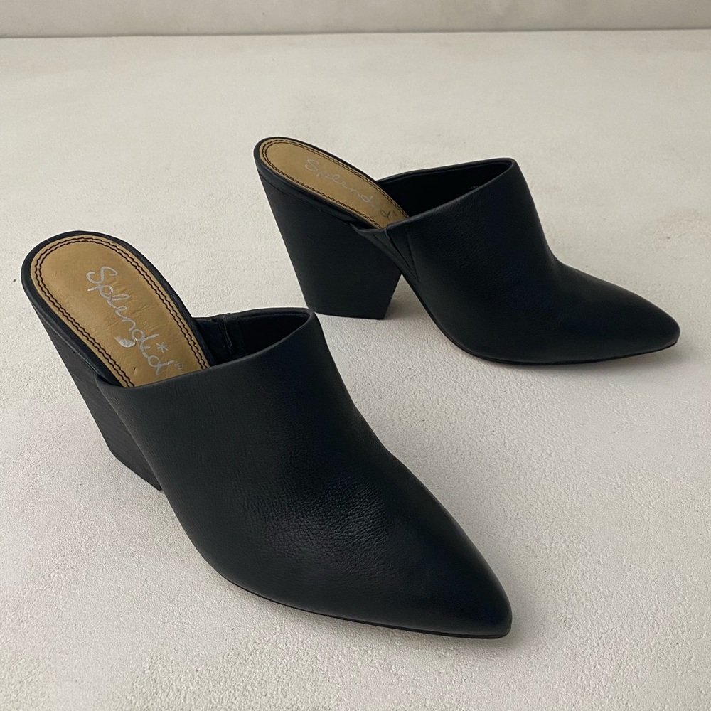 Splendid Black Leather Nala Mules